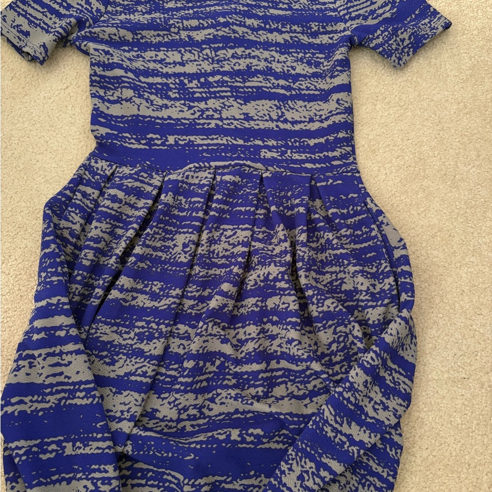 LuLaRoe Kids Dress in Blue and Gray Stripes